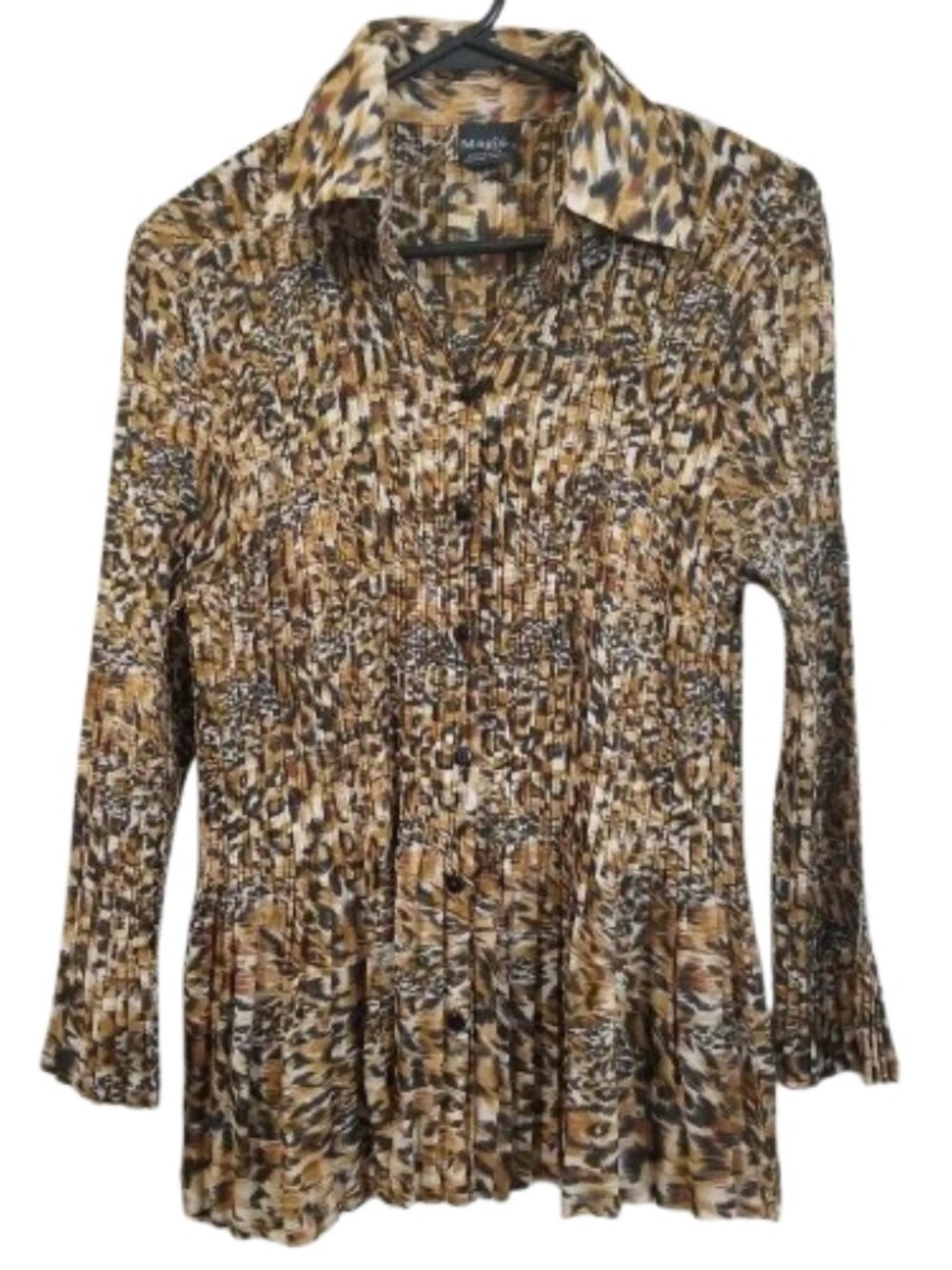 Mini Pleats Magic Scarf Blouse Pleated Retro Polyester Top